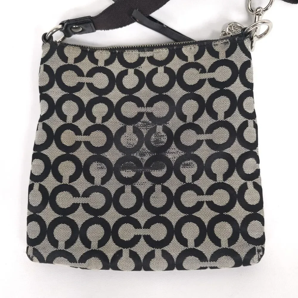 COACH Women’s Crossbody Signature Black Jacquard Patent Trim Bag